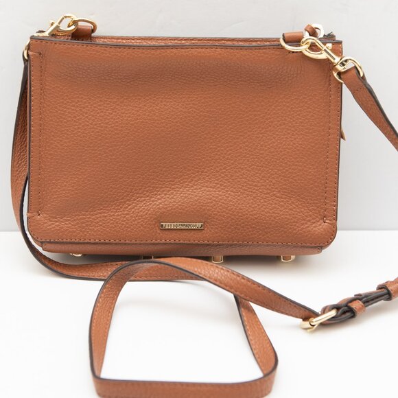 Rebecca Minkoff Regan Crossbody Pebbled Leather Purse Brown - Picture 2 of 10
